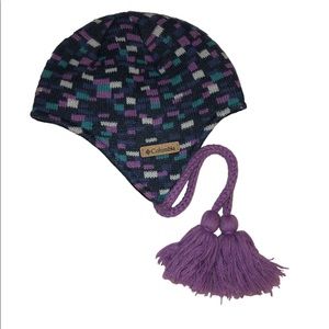 Columbia Girls Omni Heat knit Beanie Winter Hat Purple blue Youth OS